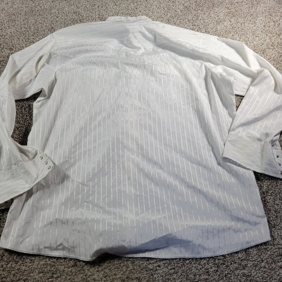 Wrangler Shirt Mens 2XLT White Long Sleeve Pearl Snap Western Stripe Argyle FLAW - Picture 6 of 8